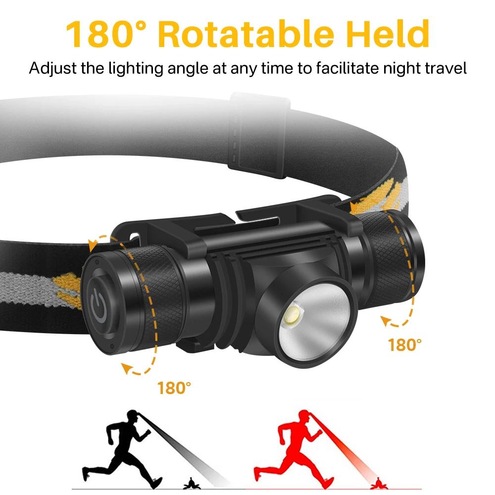Mini LED Headlamp Motion Sensor Camping Fishing Lantern USB Rechargeable Headlight with Magnet Warning Lamp Cap Clip Lights