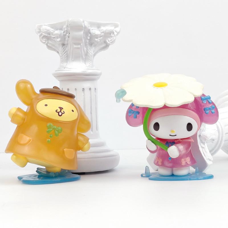 Sanrio Kuromi And My Melody Rainy Day Pvc Desk Figurines Set For Collection And Gift
