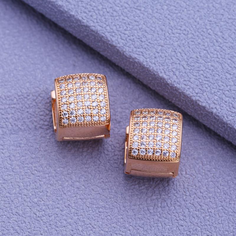 MINTHA Clip Earrings Trendy Fashion Jewelry Square Cubic Zirconia Stud Earrings For Women Rose Gold Color Earrings
