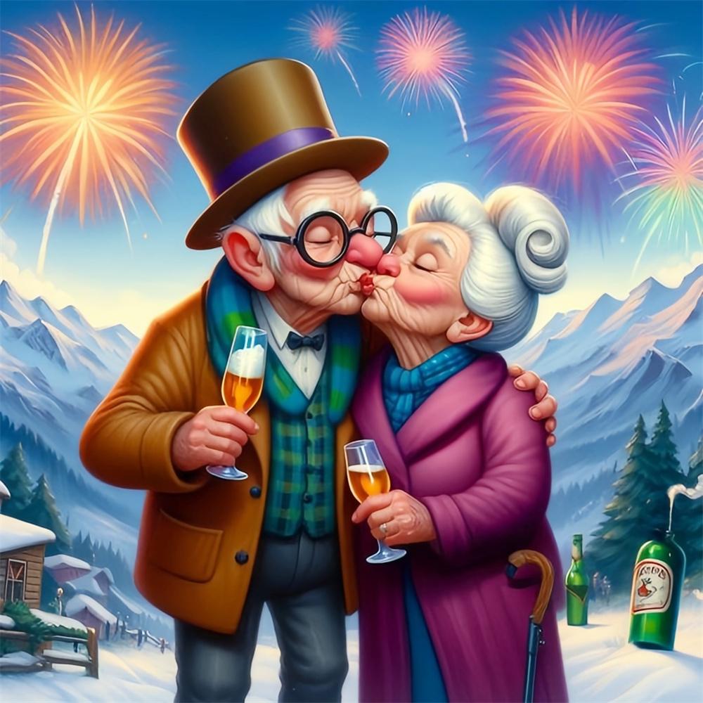 Diamond Painting Grandma Grandpa Mosaic Cross Stitch Set Portrait Embroidery Full Round New Arrival Handmade Gift