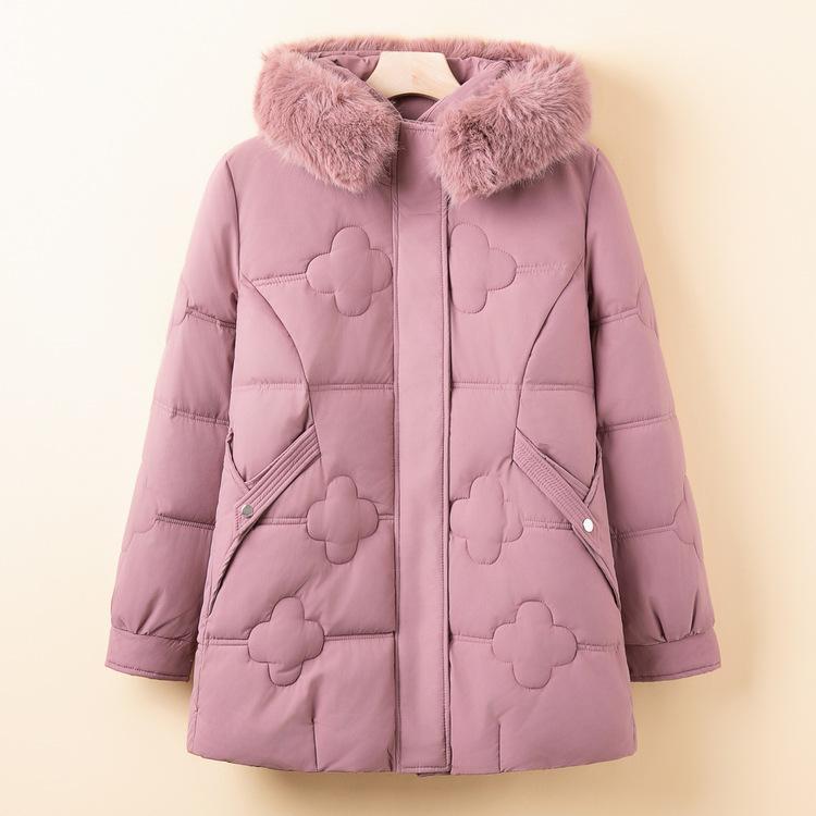 

Small Mother s Winter Clothes Plus Velvet Thickened Jacket New Year s New Middle-aged Women s Cotton Jacket Mid-length Cotton Jacket XL