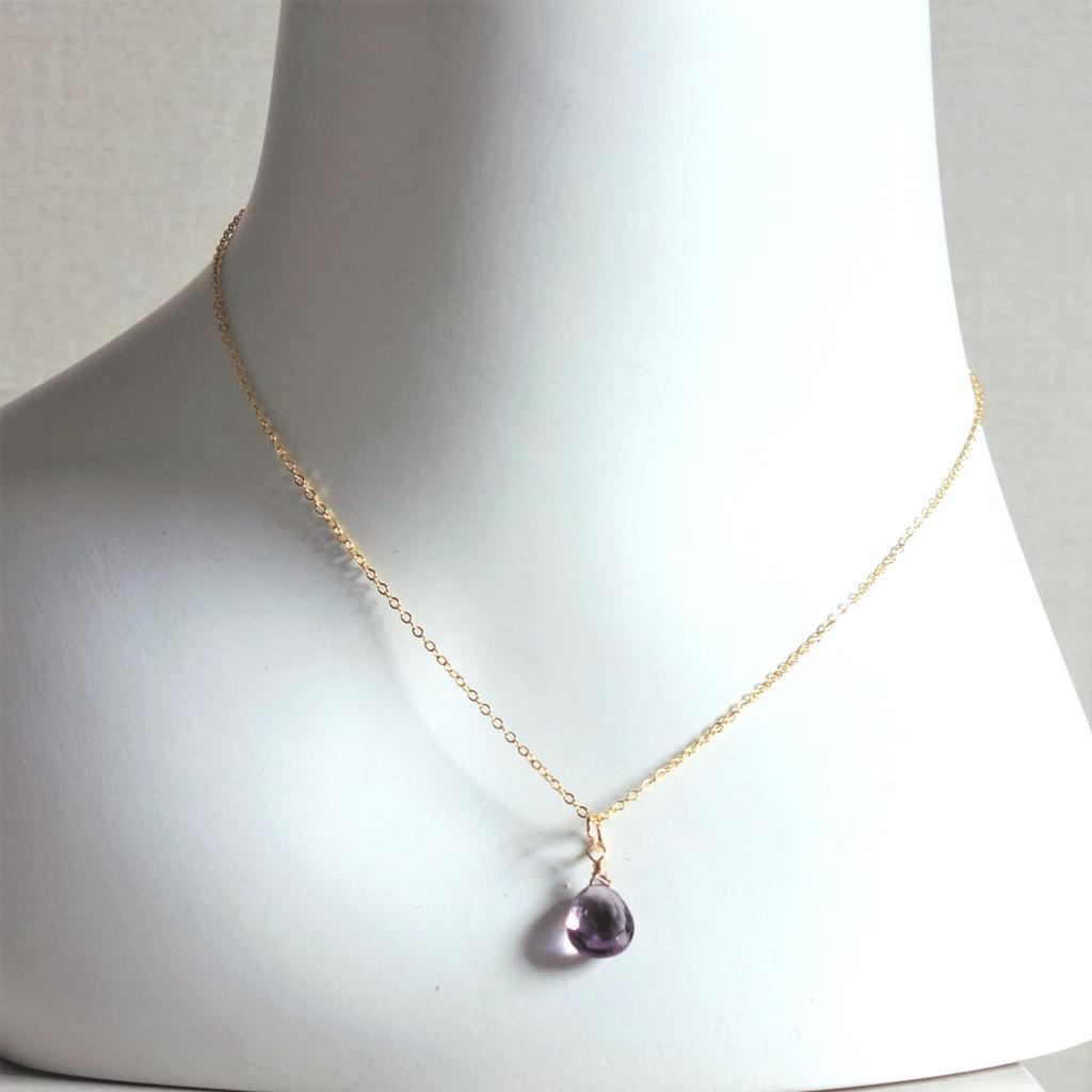 Bebe Lapin Large Amethyst Pendant Necklace with 14K Gold-Filled Chain, February Birthstone (Gift Boxed)