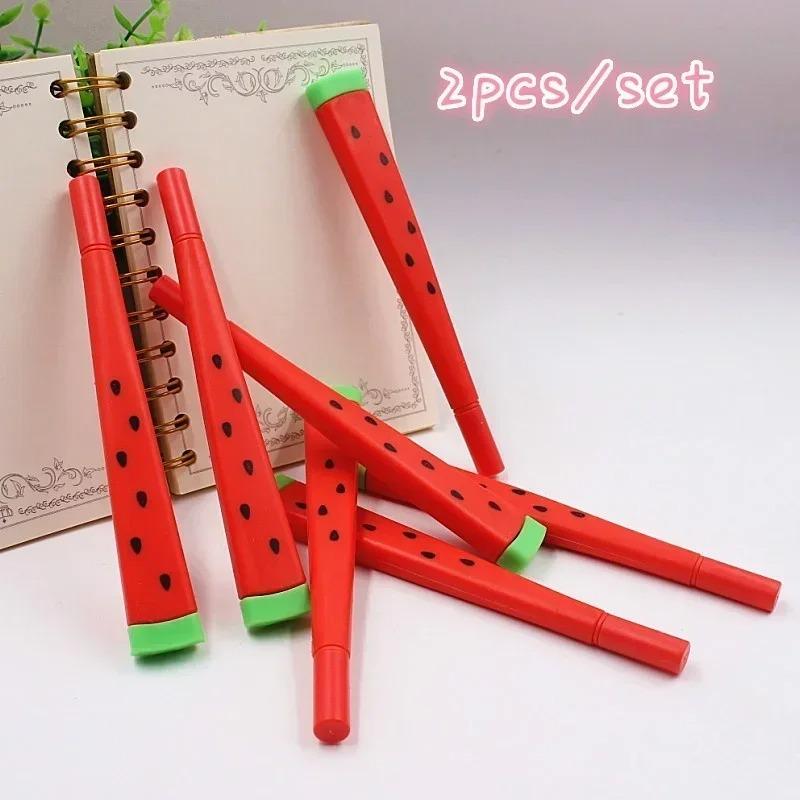 2PCS Cute Kawaii Watermelon Gel Pen Creative Sweet Lovely Funny Pens Student Stationery Writing School Office Supply Girls Gift