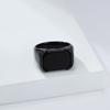 European and American Simple Glossy Black Gemstone Titanium Steel Ring Male Personality Fashion Wear Stainless Steel Jewelry