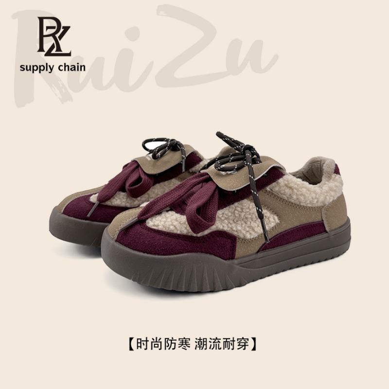 - Fleece Thickened Cotton Shoes Women's Shoes Winter New Warm Thickened Flat Baseplate Shoes Casual