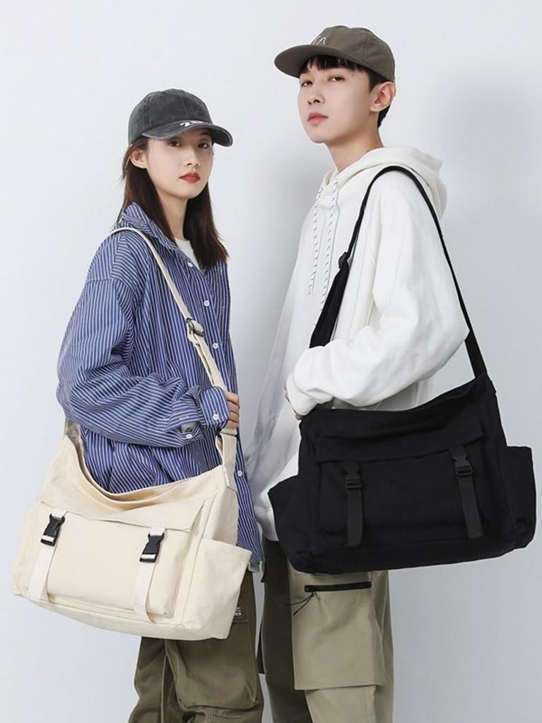 LeafIn Canvas Tote Bag, Large Capacity, A4 Size, Men's and Women's, Eco Bag, Shoulder Bag, Stylish and Durable, Perfect for Commuting, School, and