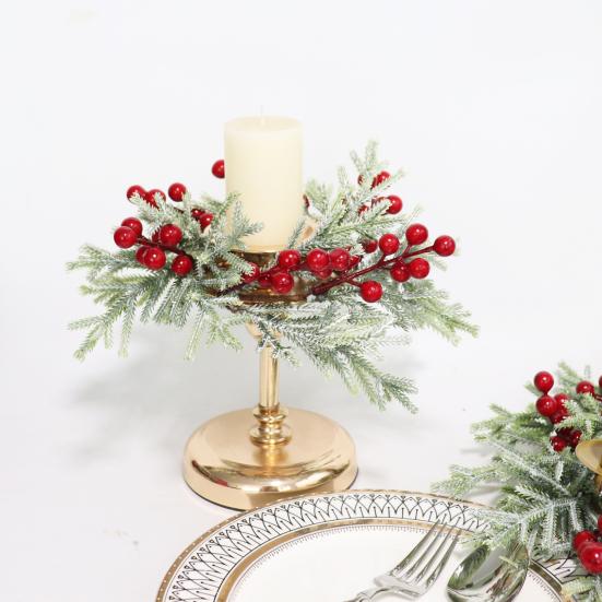 Mini Christmas Cabinet Wreath for Kitchen Red Berry Door Wreath with Bow for Farmhouse Holiday Xmas Party Decoration