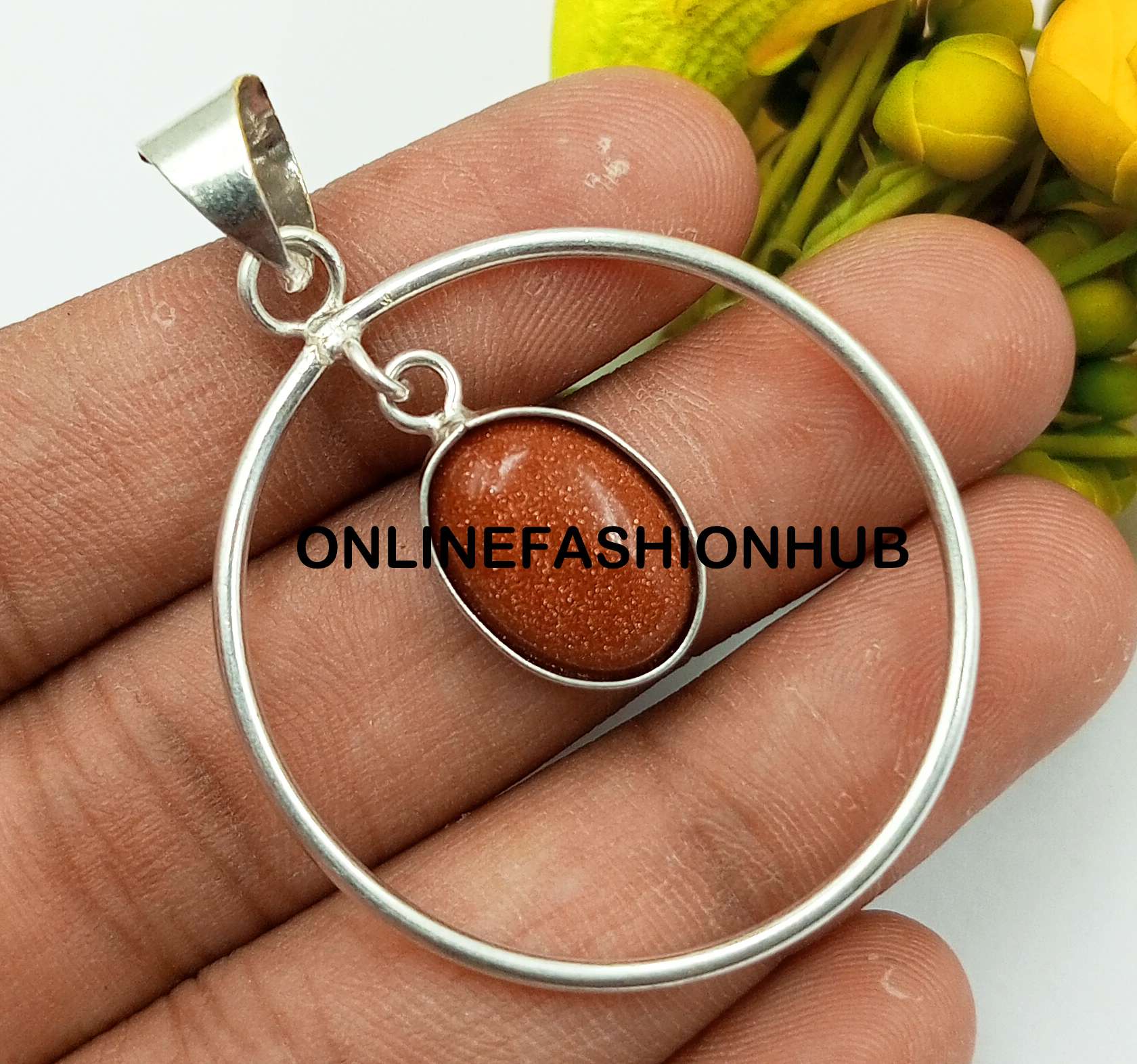 

Драгоценный камень Sunstone из стерлингового серебра 925 пробы с покрытием, качественные подвесные украшения NST-QP4