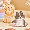 2026 Cute Cat Dog Card Insert Desk Calendar Office Home Monthly 12Month Family Planner Organizer New Year Calendar Desktop Decor