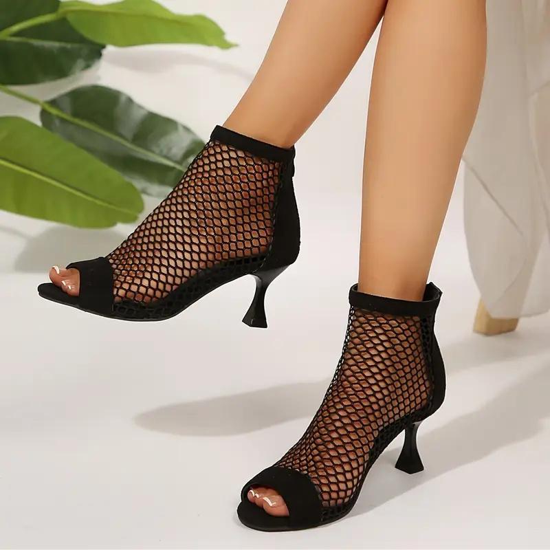 Fashion Mesh Sexy Women High Heels Sandals Open Toe Designer Shoes Party Dress Shoes Trend Fashion Summer New Sandals Sandalias De Mujer