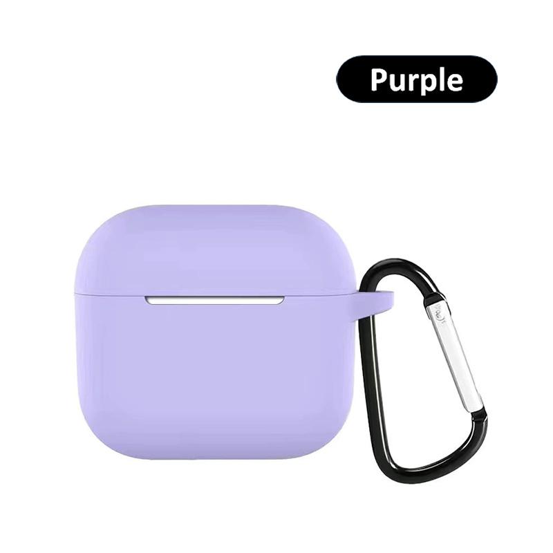 Silicone Case for Airpods 1 2 3 4 Pro Series Simple Solid Skin-feeling Headphone Protective Case with Hanging Buckle