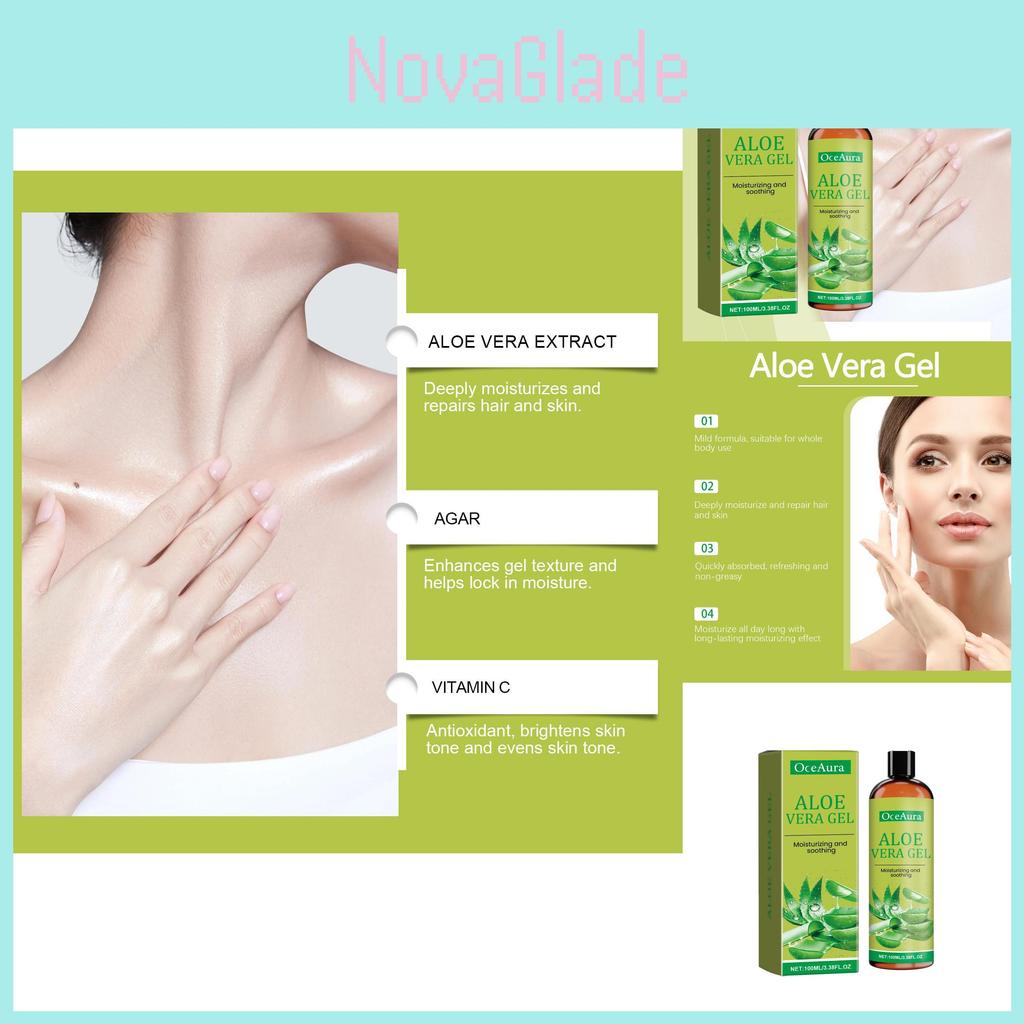 Oceaura Soothing Aloe Vera Gel For Hydrating Moisturizing Skin And Hair 100ml