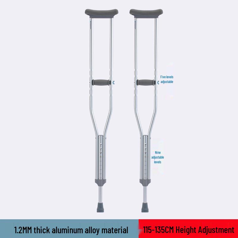 Adjustable Aluminum Alloy Crutches for Elderly and Disabled - Single/Double Options for Outdoor Use