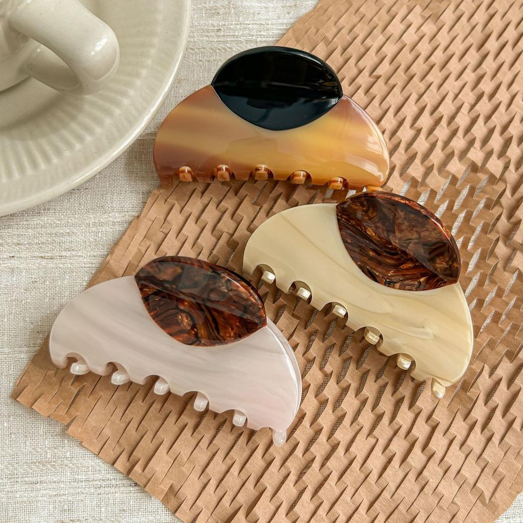 Vintage Spliced Acetic Acid Hair Claw Clip Headwear for Women Korea Elegant Geometric Hairpin Hair Accessories