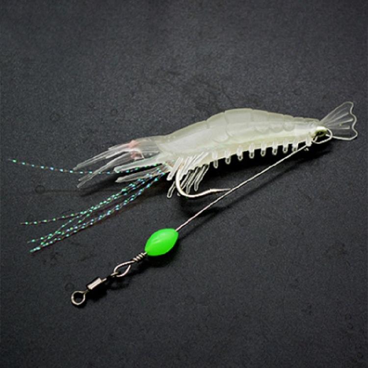 7 Pcs Silicone Soft Shrimp Baits with Hooks Luminous Swimbait Fishing Tackle