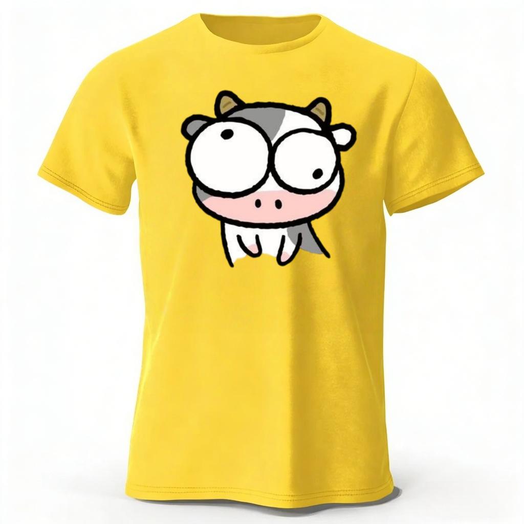 Looking At The Silly Cow It's Funny and Creative Cotton Short Sleeved Men Casual Sports T-shirt