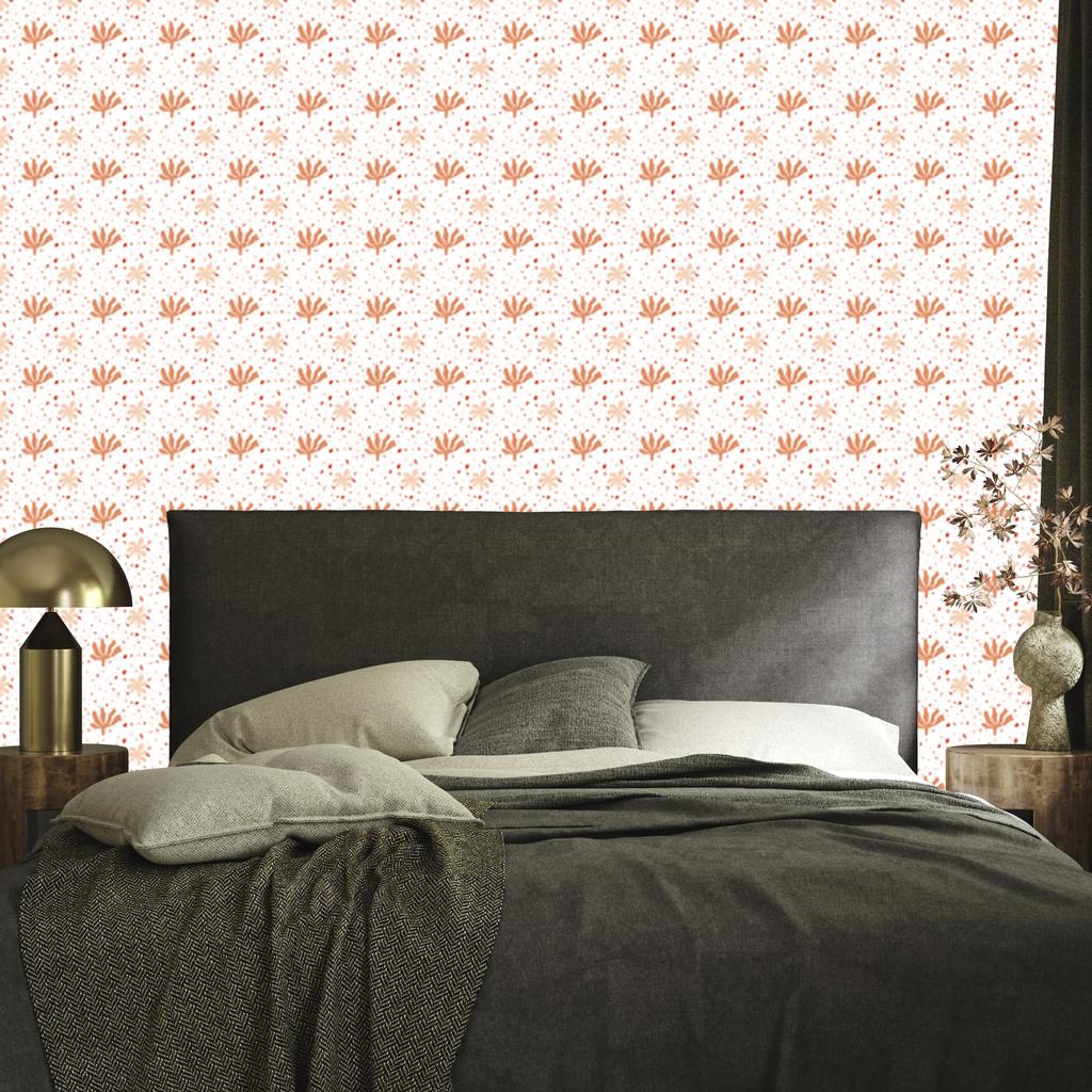 Wallpaper Small Flowers White and Cream for Living Room and Bedroom 50x1000