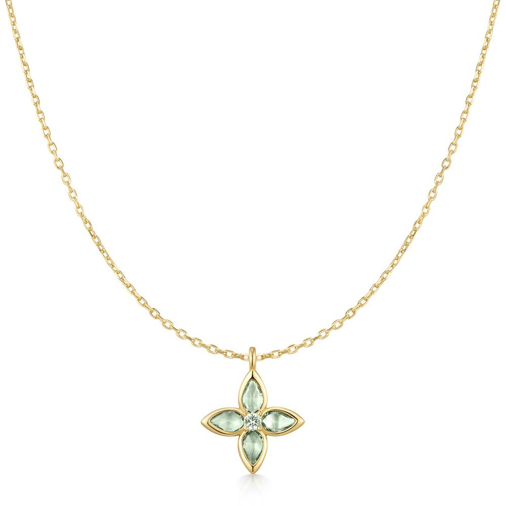 Ania Haie Gold Mint Green Lucky Clover 925 Silver Necklace N073-03G