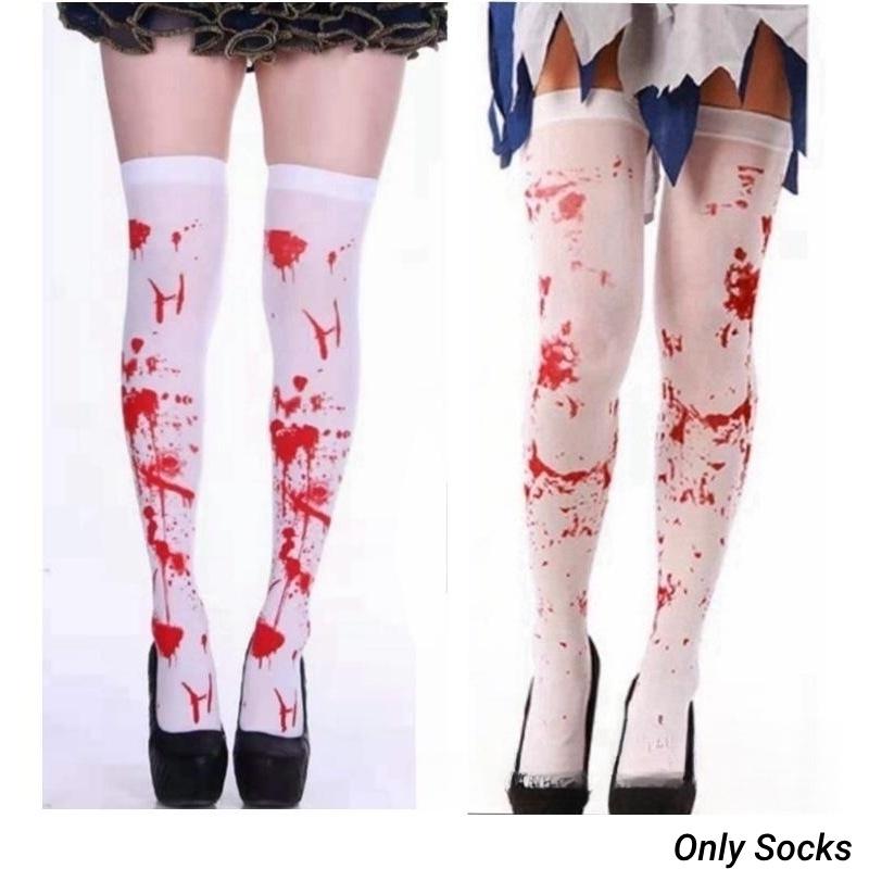 Halloweenowe Krwawe Pończochy Na Imprezę Kostiumową Pielęgniarka Zombie Krwawe Jedwabne Pończochy