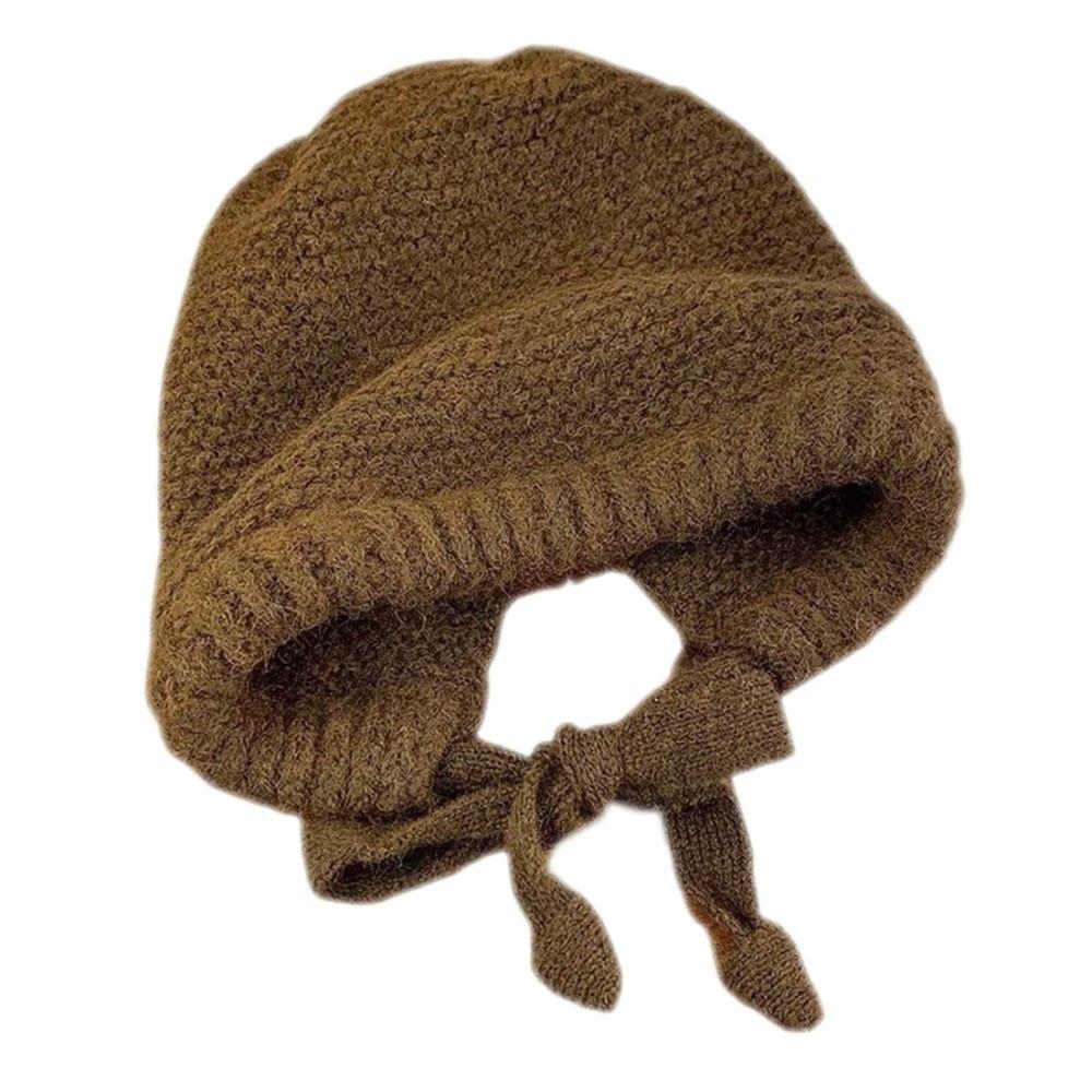 

Теплые шапки-бини с защитой ушей, шерстяная шапка-мешок, милая вязаная шапка, женские кофейный