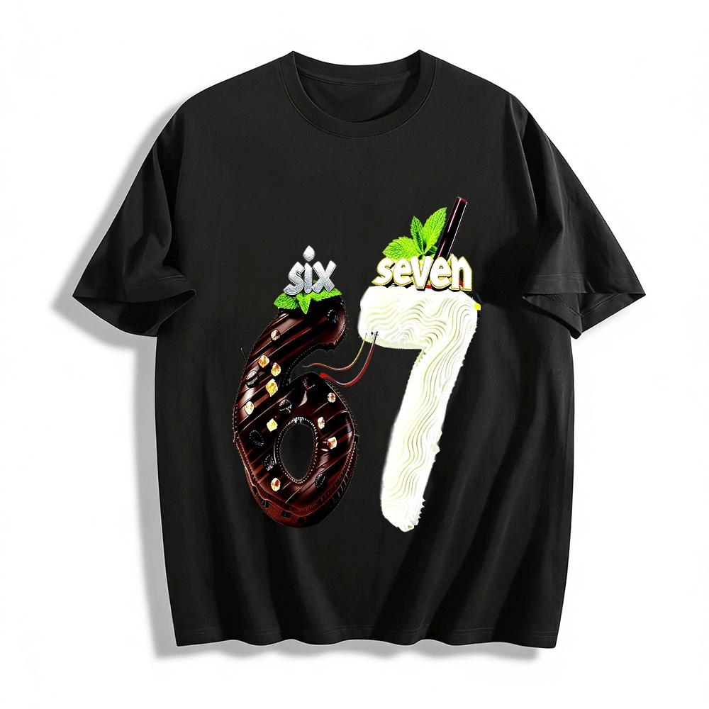 Chocolate Cream Number 67 Print Casual Unisex T-shirt Pure cotton T-shirt XXS
