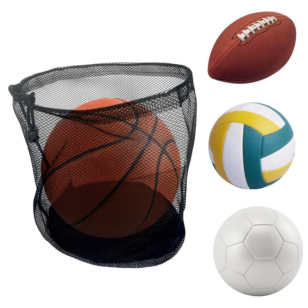 Mesh Soccer Ball Bag Extra Large Drawstring Basketball Storage Bag with Zipper Pocket Volleyball Football Net Pack Gym Bags
