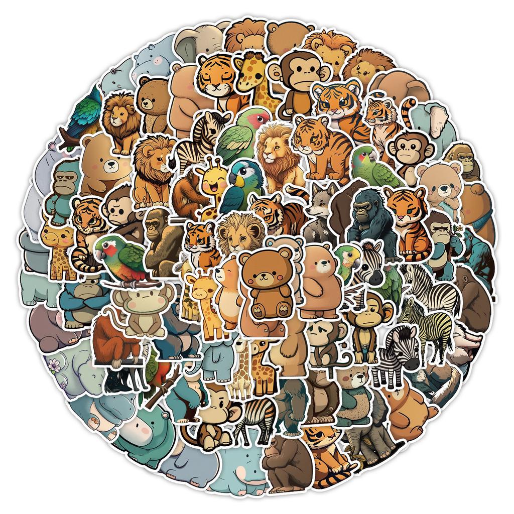 100 Pieces of Cute Animal Stickers Mobile Phone Water Cup Waterproof Decorative Stickers Children's Hand Account Stickers