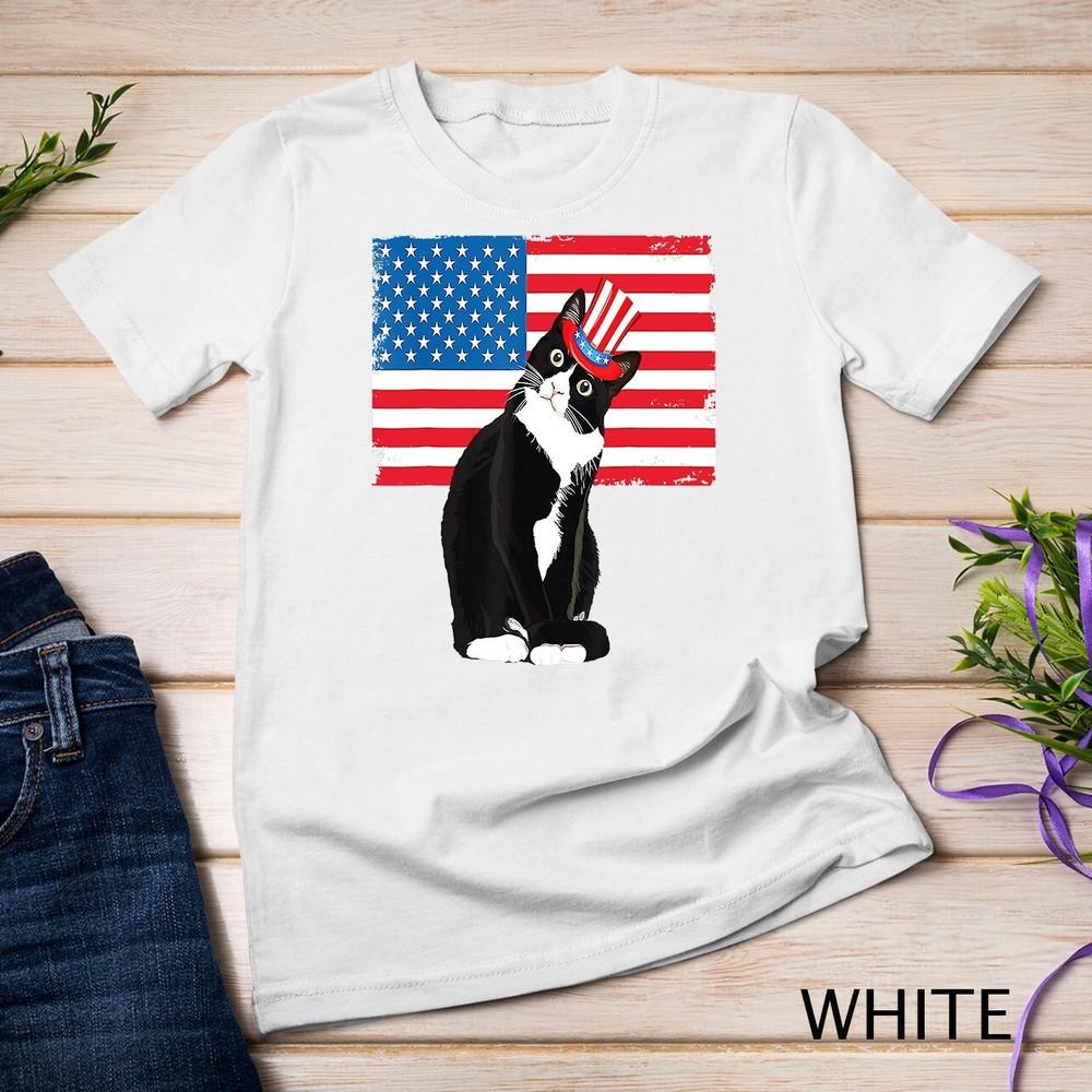

Tuxedo Cat 4th of July Hat Patriotic Gift Adults Kids T-Shirt Unisex T-shirt 3XL