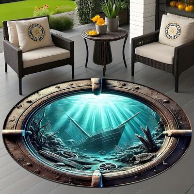 Runder 3D-Loch-Teppich Realistische Optische Täuschung Fußmatte Maschinenwaschbar Rutschfest Schlafzimmer-Teppich für Eingang Wohnzimmer