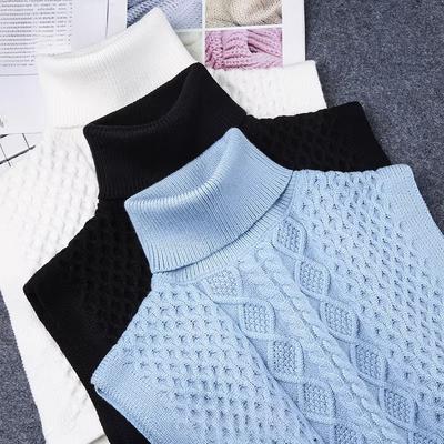 Col Roulé Chaud d'Hiver Faux Col pour Femmes Col Faux Tricoté Droit Pull Chemise Col Amovible Écharpe Nep Kraagje