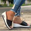 Spring and Summer New Fish Mouth Wedge Slippers Women's Wear Fashion and Leisure One-word Drag Foreign Trade Large Size Women's Sandals