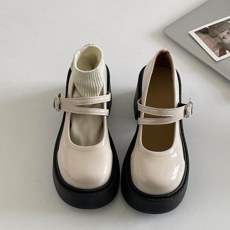 Fashion temperament French retro platform thick heel small leather shoes women's 2025 new spring and autumn high heel Mary Jane single shoes