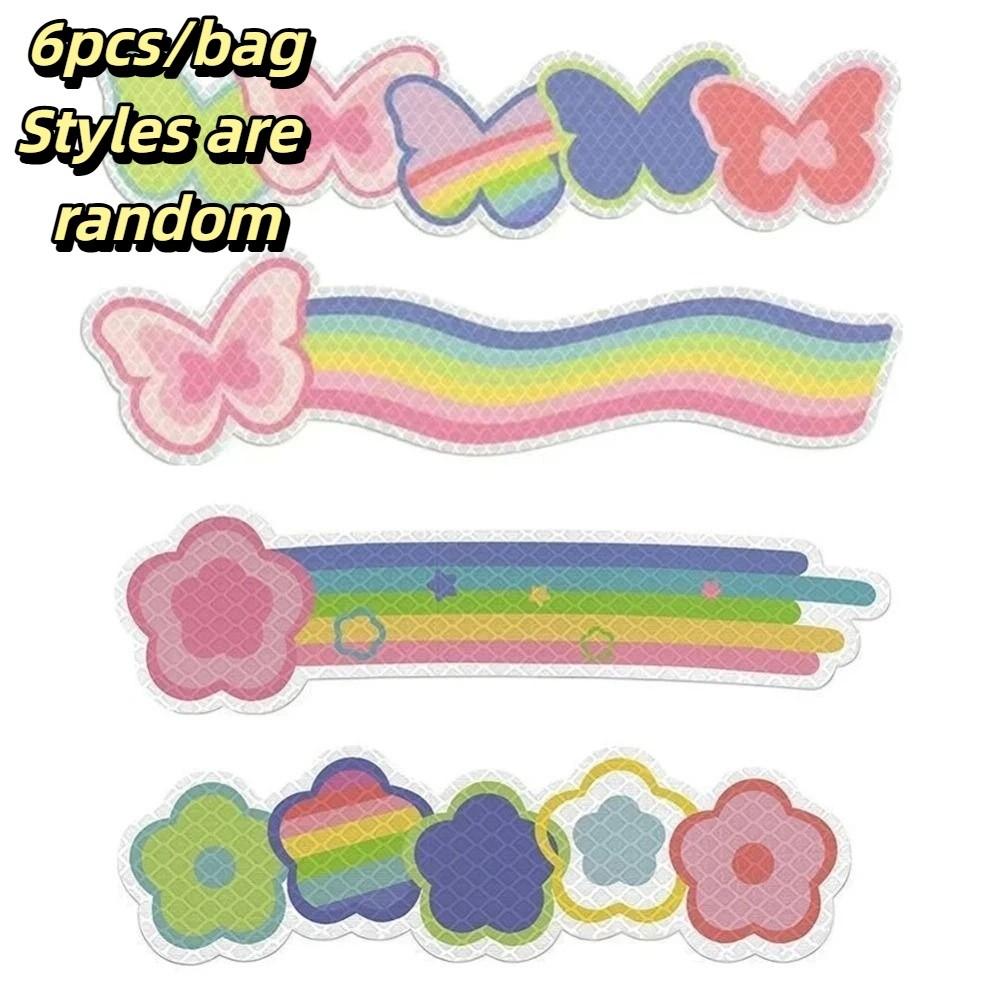 6pcs/bag Self-Adhesive Reflective Sticker Reflective Material Scratch Covering Sticker  Daily Use Styles are random