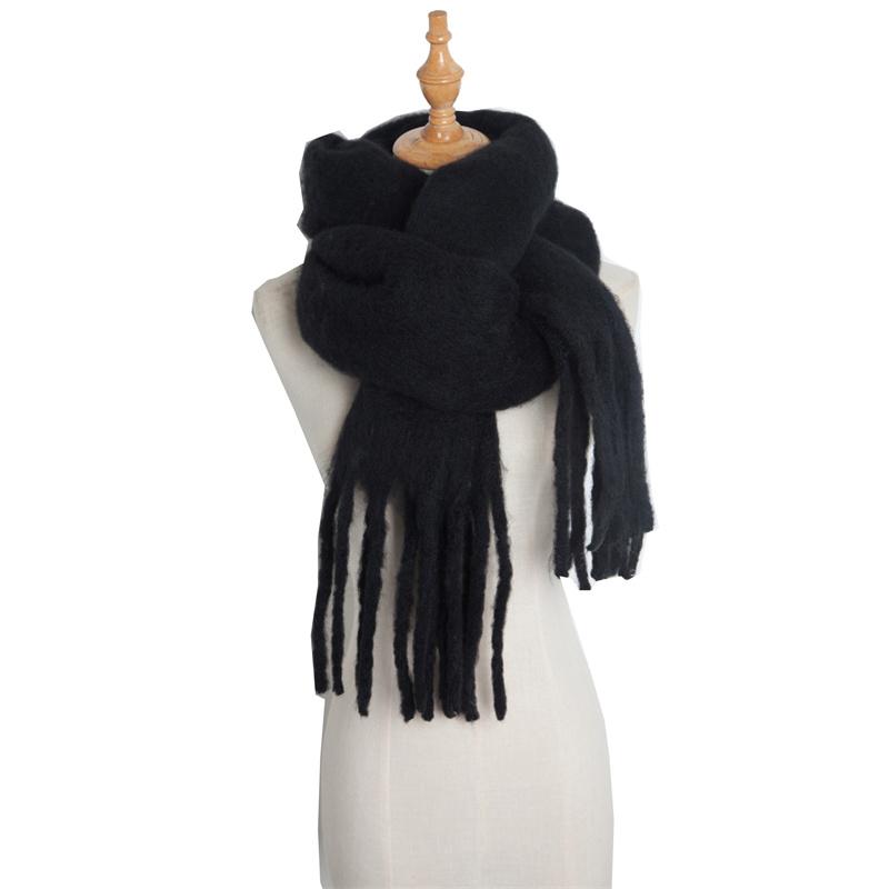 Winter Thick Warm Scarf Women Cashmere Shawl and Wraps Pashmina Neckerchief Bufanda Female Solid Tassel Echarpe Poncho