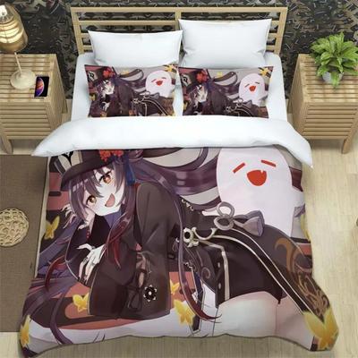 Squisita Carta da Parati 3D Cartoon Genshin Impact Anime Stampa Digitale Set Biancheria da Letto Copripiumino Piumone Letto Bambini Ragazza Ragazzi Regalo