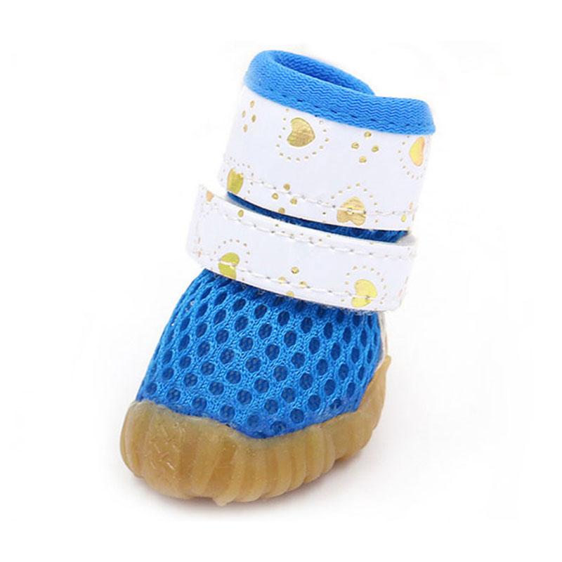 4 Pcs/set Breathable Dog Shoes Cute Anti-Slip Dog Boots Soft Candy Colors Dog Shoes Mesh Pug Products