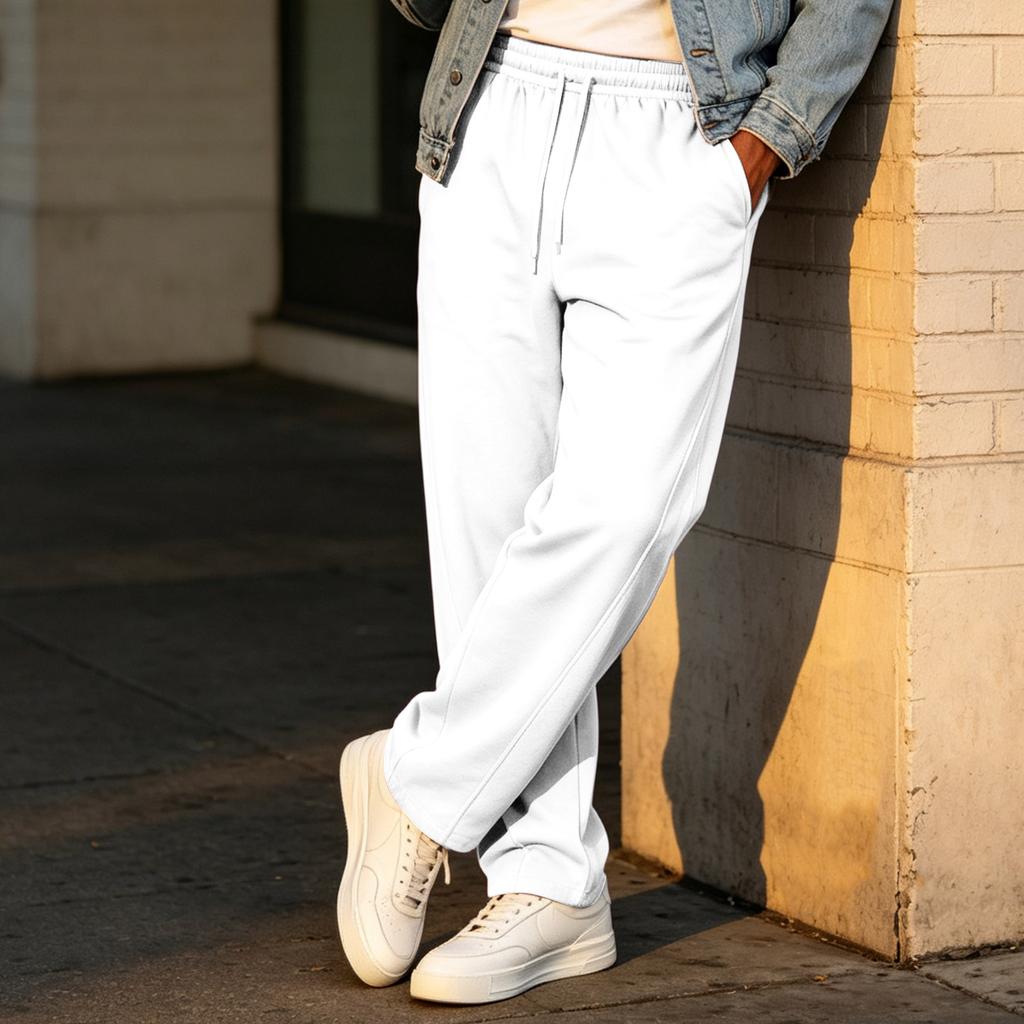 Men's Casual Loose Fit Straight Leg Sweatpants with Elastic Waistband for Athletic Training