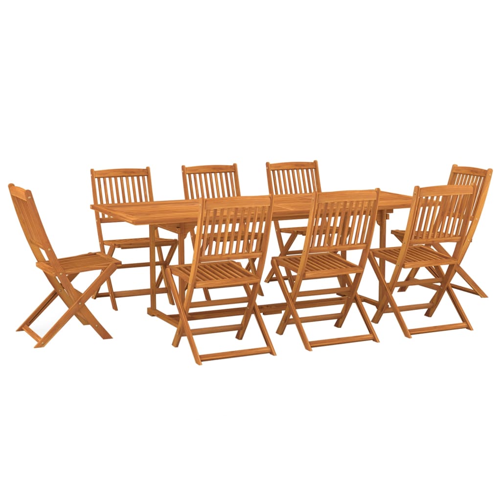 9 Piece Garden Dining Set 220x90x75 cm Solid Acacia Wood