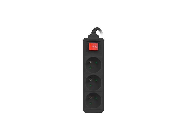 Lanberg Extension Strip 3m Black 3x 230V PL, with Switch, Cable Made of Solid Copper