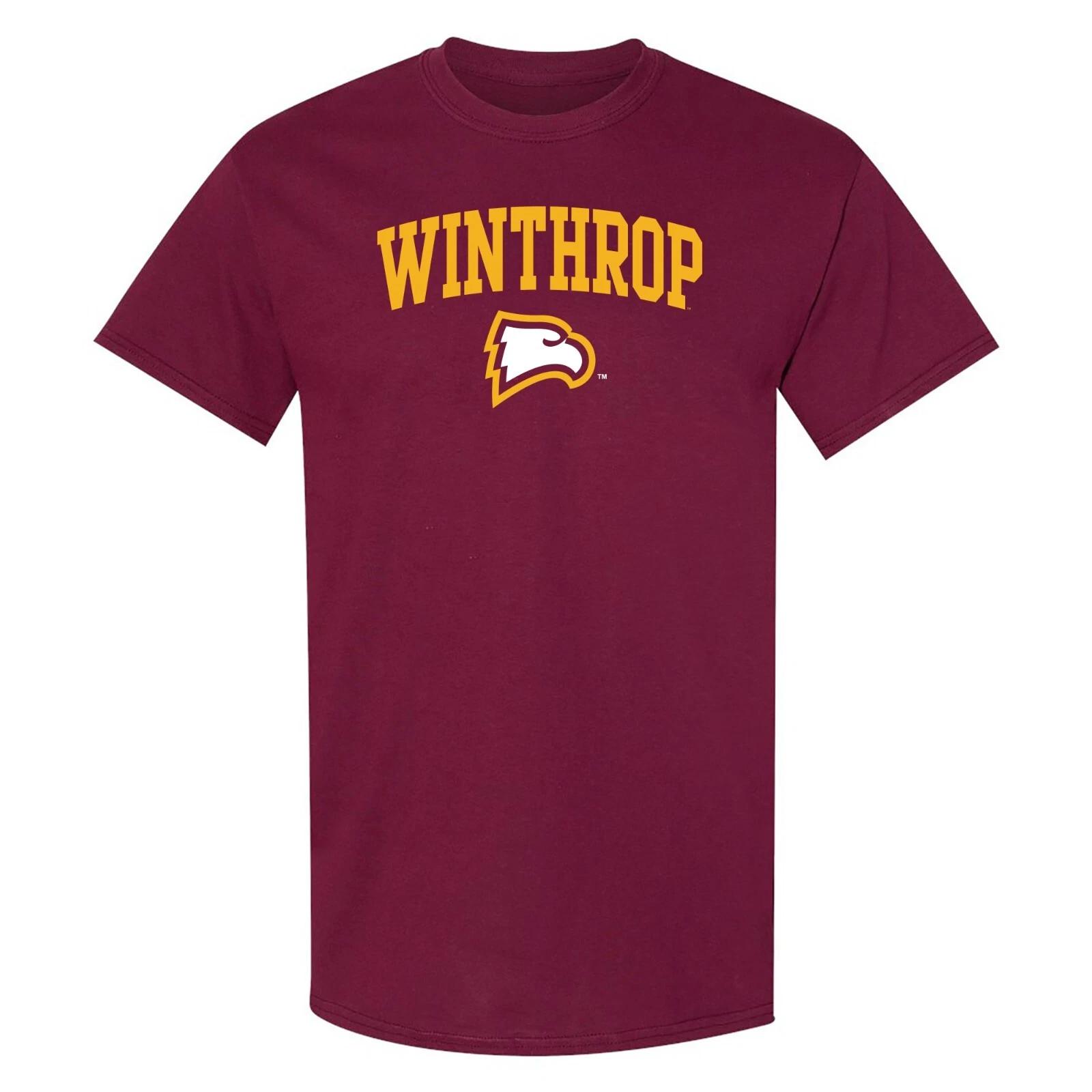 Winthrop Eagles Arch Logo - NCAA University Sports Team T-Shirt - Maroon 4XL