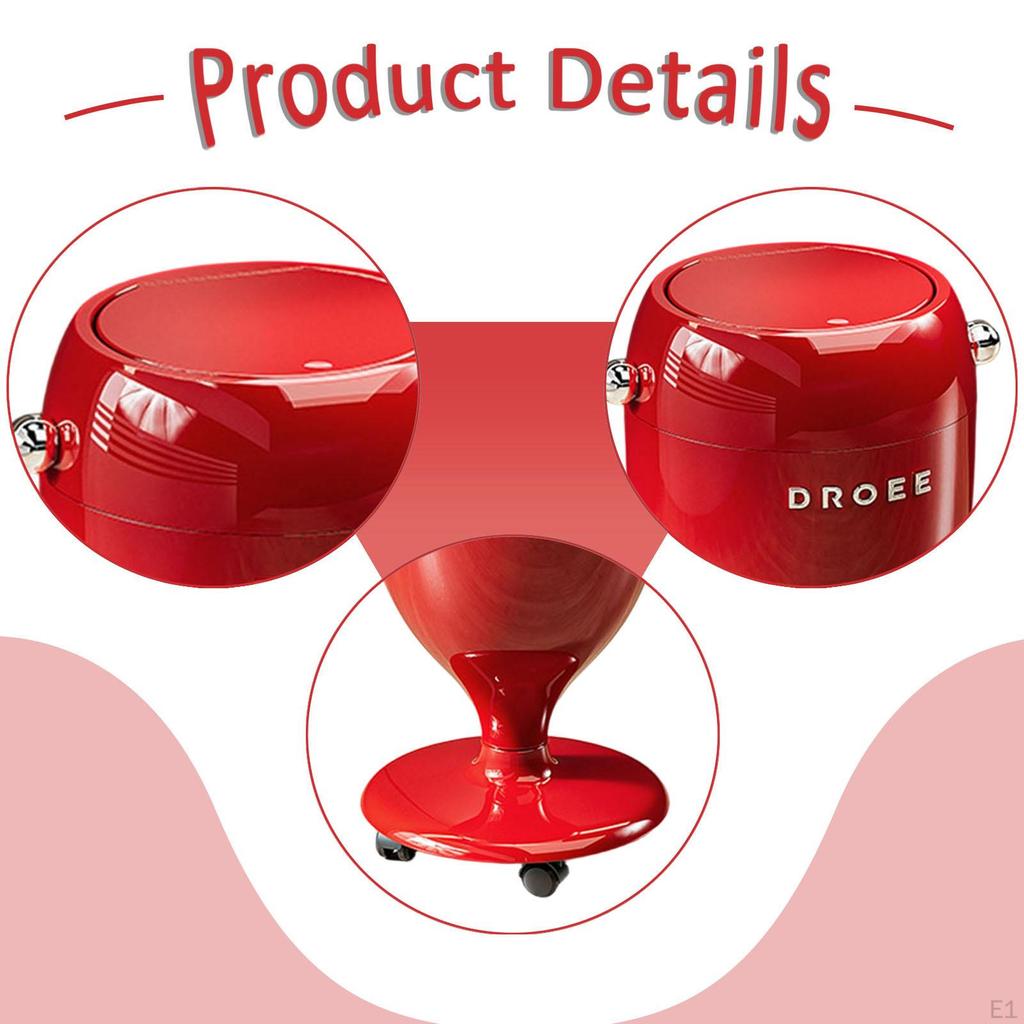 54cm Tall Wheelie Bin with Lid for Kitchen, Toilet, Home, Office, Vanity, Bathroom