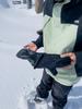 Super convenient leather mitten gloves for skiing and snowboarding removable inner (with lining) (Black, M)