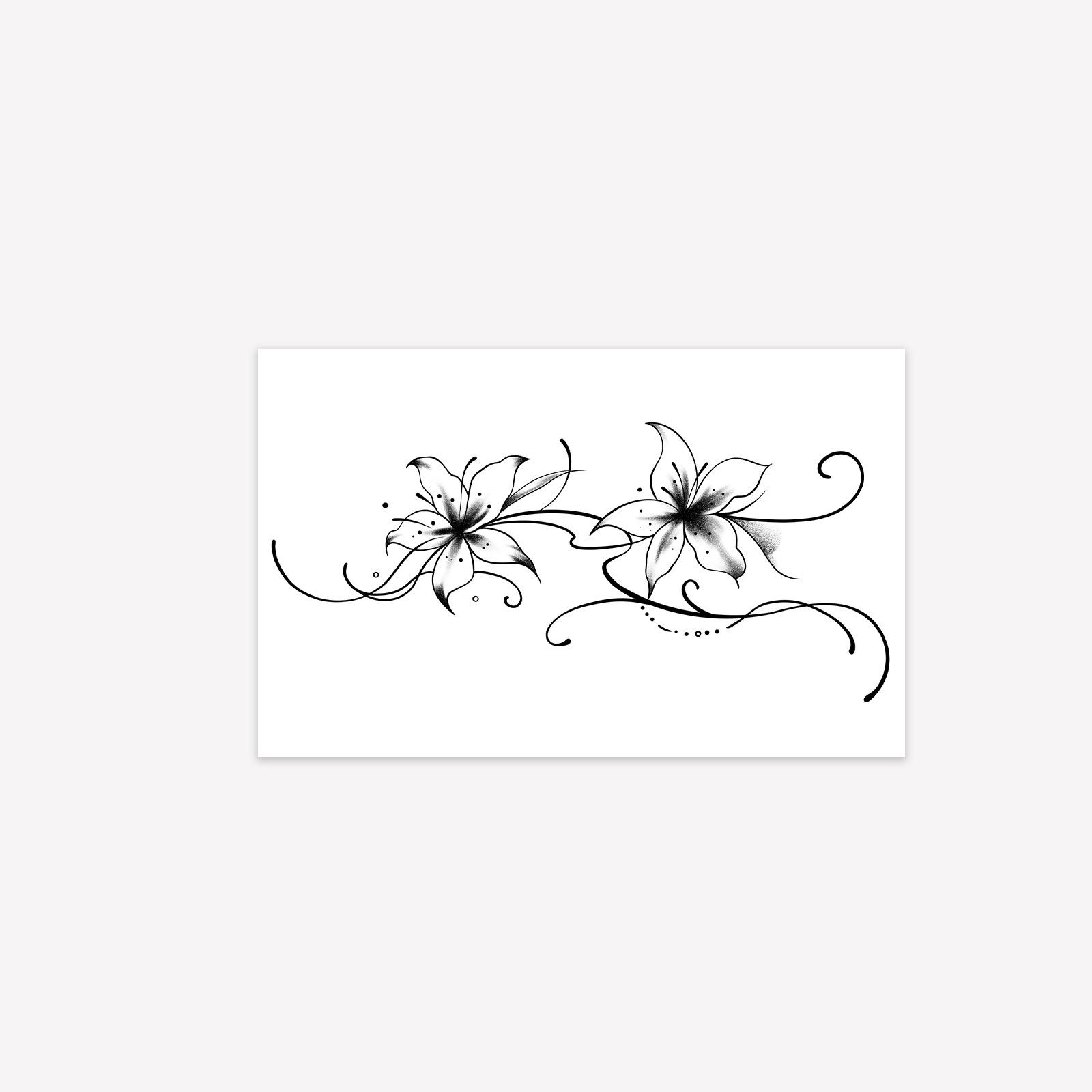 Lily, Plain Flower Tattoo Sticker Ins High Value Waterproof Lasting Back Sexy Babes Tattoo Sticker 19*12