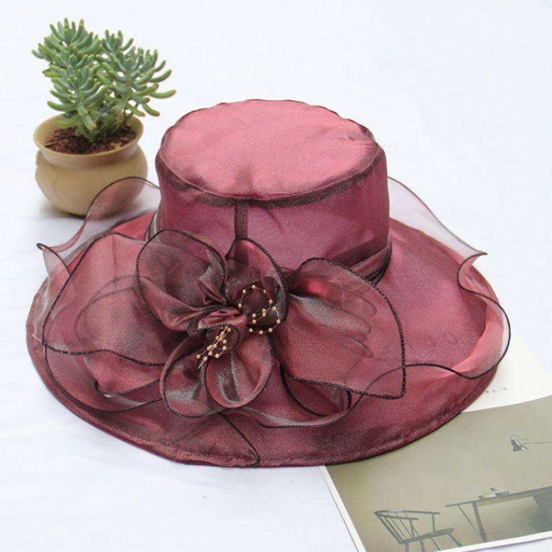 Elegant Large Eave Hat Mesh Retro Sun Shading Women's Hat Mesh Sun Shading Beach Sun Protection