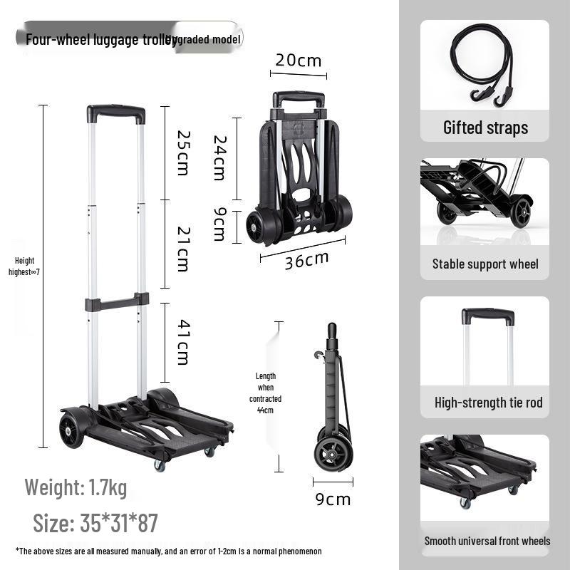 Tragbarer Faltbarer Einkaufstrolley mit Rädern - Umweltfreundlicher Multifunktionaler Handgezogener Wagen