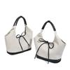 Korean Niche Retro Patchwork Canvas Tote Bag Fashion Versatile Shoulder Bag Handbag Large Capacity Underarm Bag