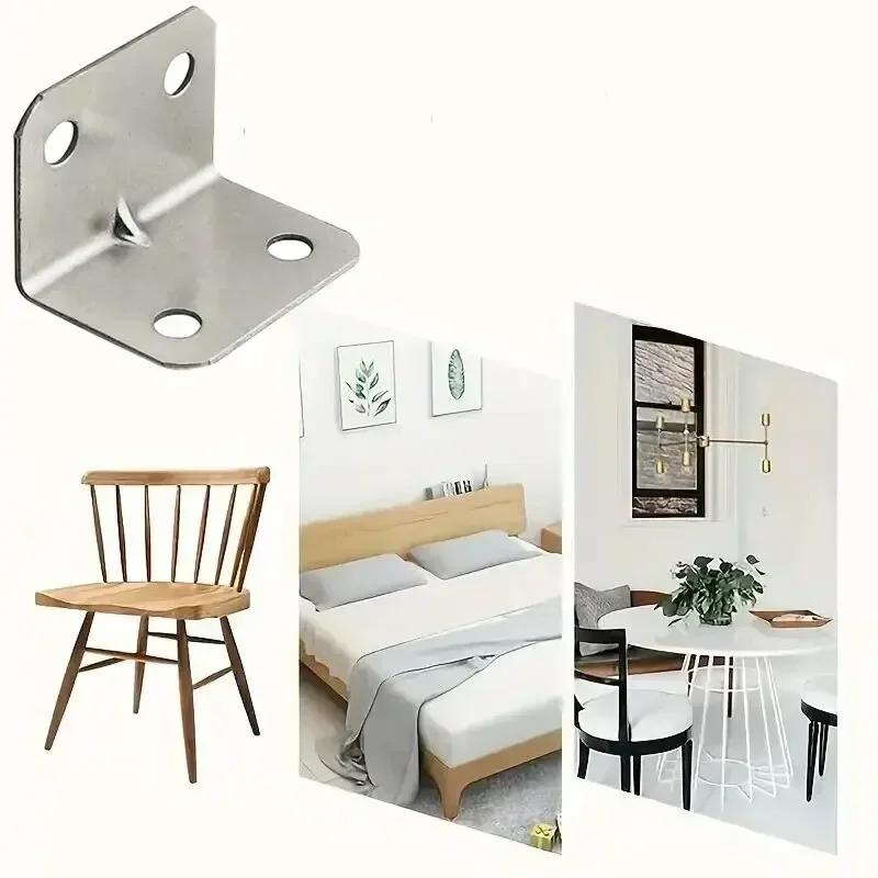 New 20pcs Stainless Steel Corner Bracket 90 Degree Right Angle Fixed L Bracket for Wood Furniture Cabinet Connector Accessories