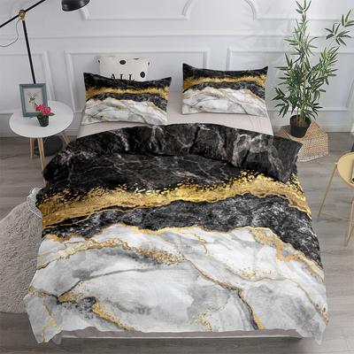 Fluid Leaves Duvet Cover Set Marbled Bedding Set King Queen Double Full Twin Single Size Bed Linen Set