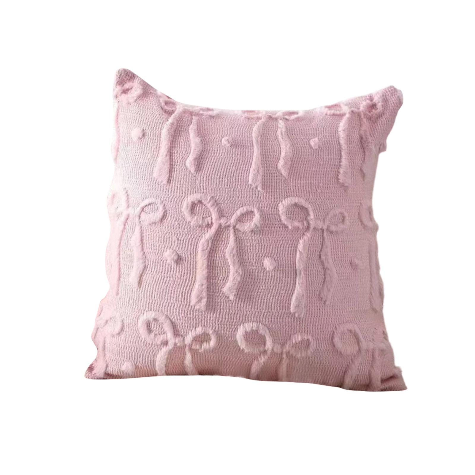 

Наволочка з бантом, Милий м який штучний бант, Преппі плюшева наволочка, Підходить для ліжок, диванів, лавок та різдвяних прикрас. One Size