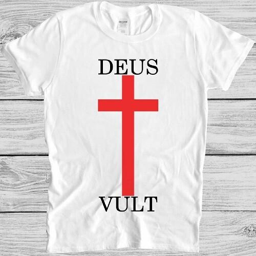 Deus Vult T Shirt Catholic Religion Christian Crusade Bible Cool Gift Tee M137